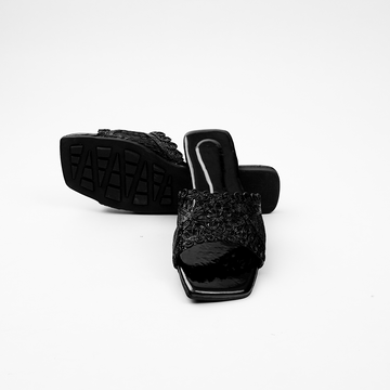 Noir Lace Slides