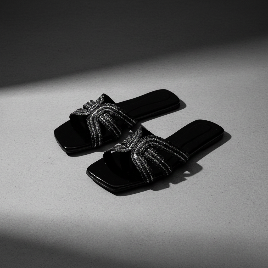 Crystal Bow Slides - Grey Concrete