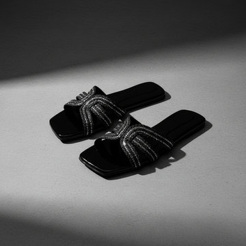 Crystal Bow Slides - Grey Concrete