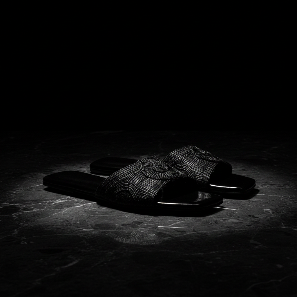 Floral Cord Slides - Dark Marble