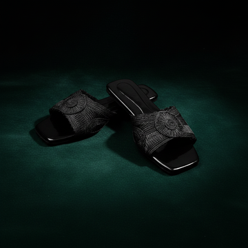 Floral Cord Slides - Green Velvet