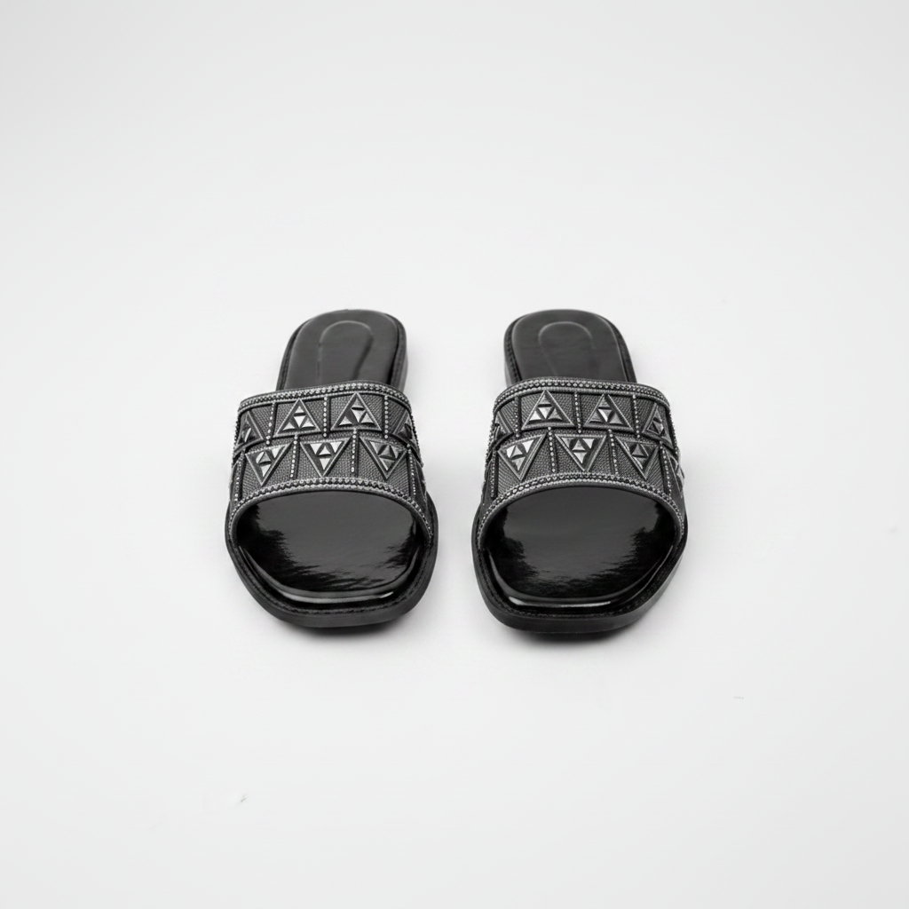 Luxe Flats Black - front view