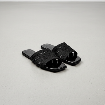 Lace Embroidered Slides - Grey Concrete